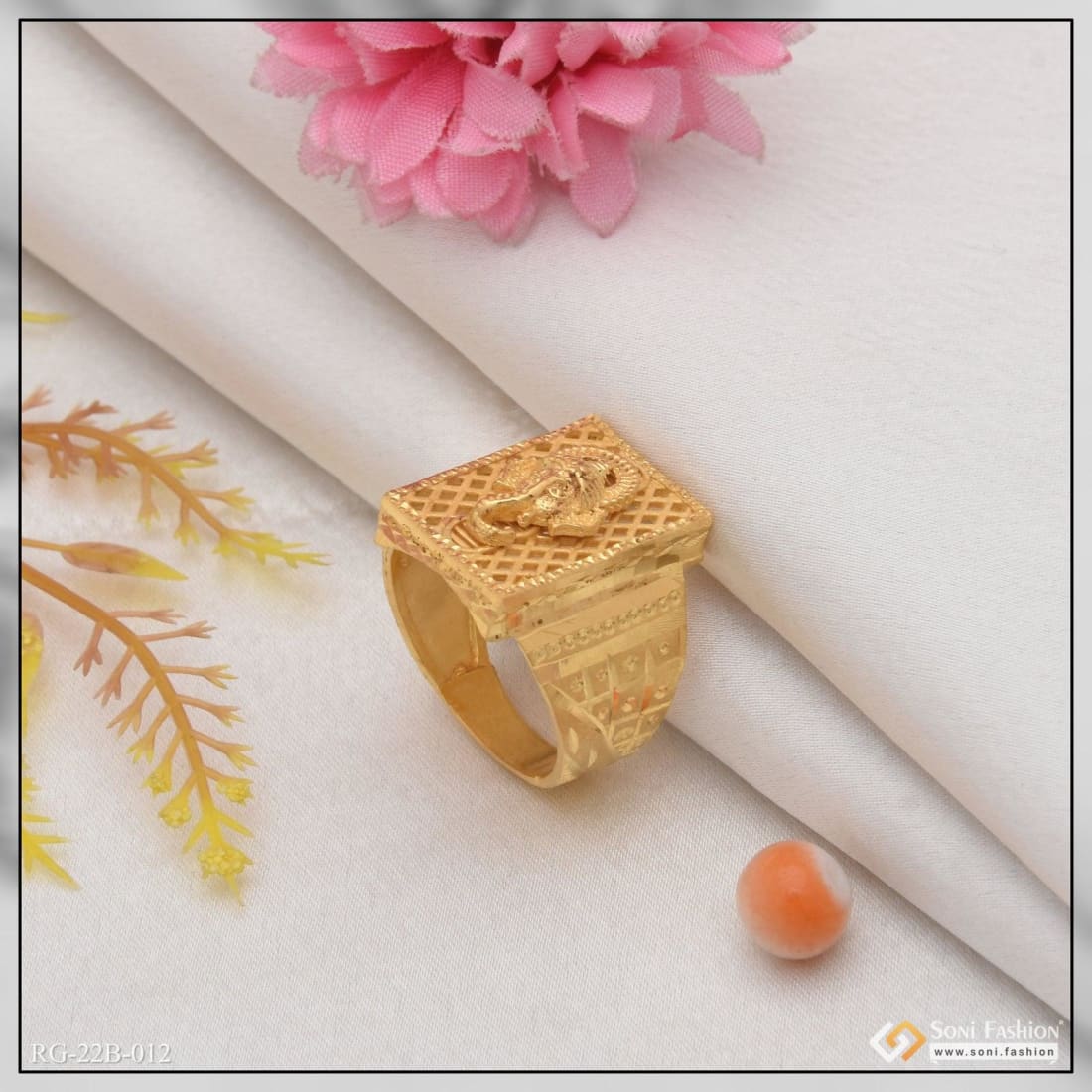 Buy 22K Plain Gold Lord Ganesha Ring 93VC2914 Online from Vaibhav Jewellers